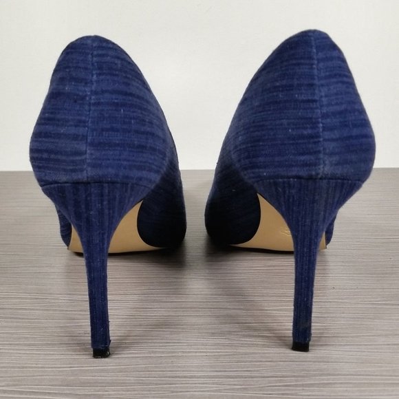 Chales David Caterina Pointy Toe Pump, Blue Textile, Womens Size 8 - Picture 5 of 10